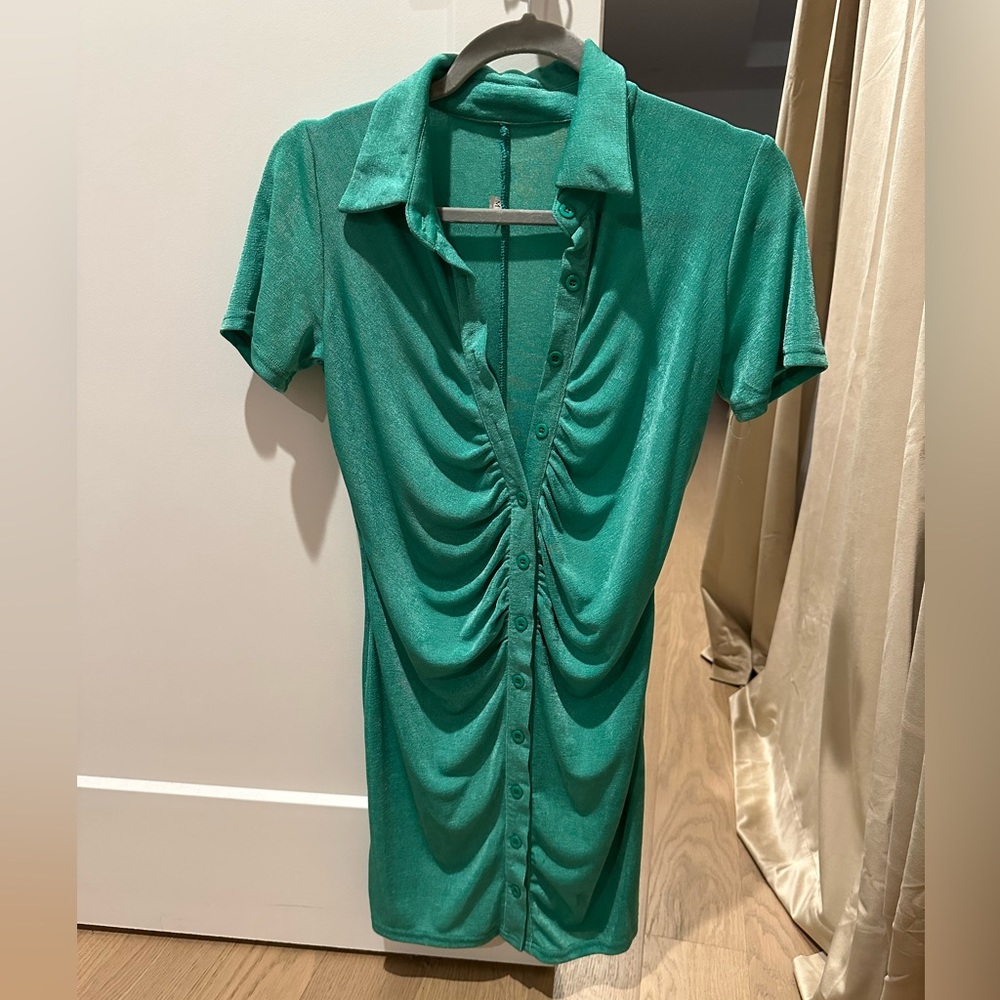 Green Y2K/Western button down dress